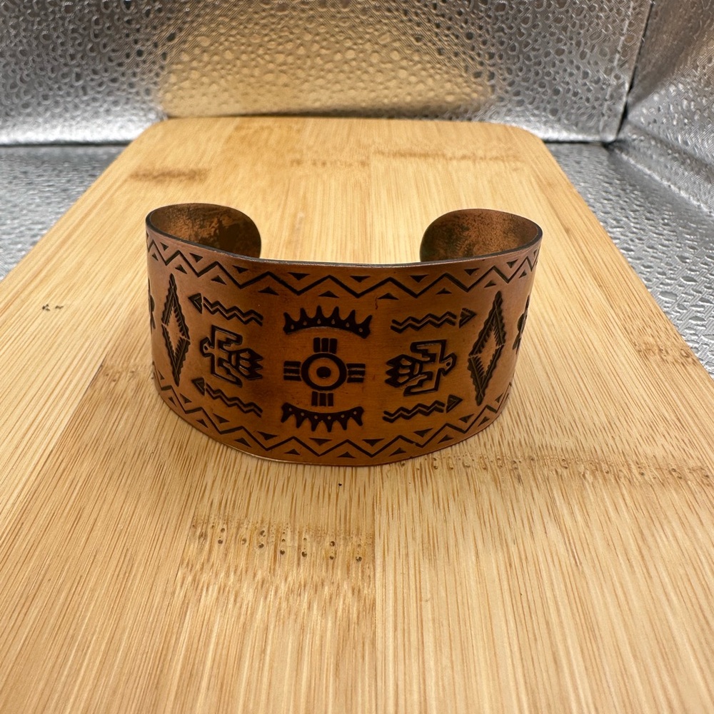 Hand-Stamped Copper Cuff Bracelet - Brown Copper
